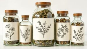 Homemade herbal remedies like teas, salves, and tinctures from potted herbs